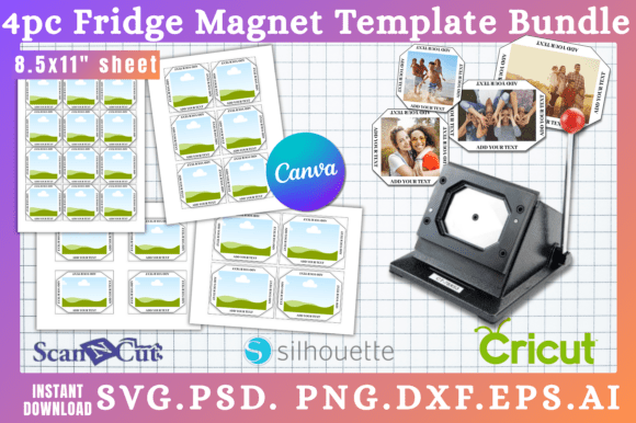 4 Sizes Fridge Magnet Templates: Your Instant Creative Toolkit
