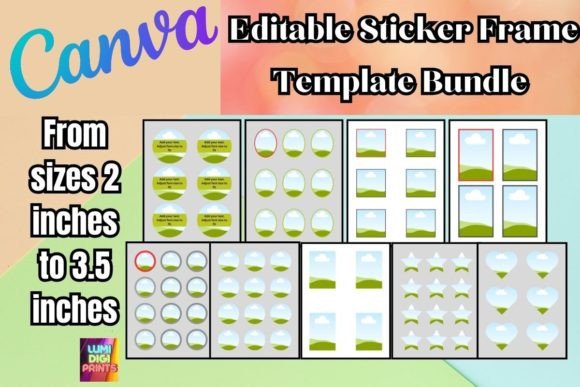 Canva Editable Sticker Templates Bundle: Print-Ready Designs