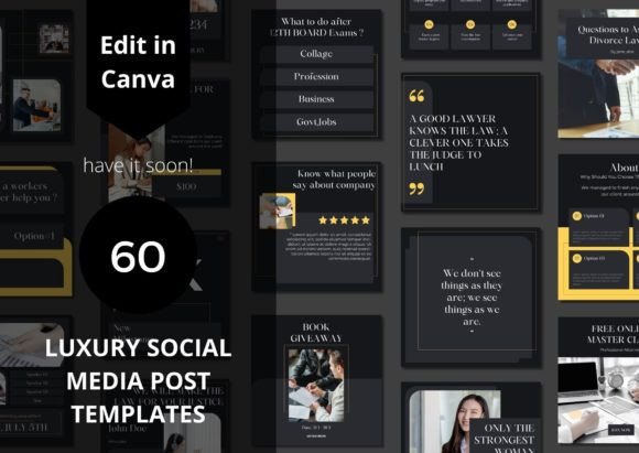 Elevate Your Feed with 60 Luxury Social Media Canva Templates