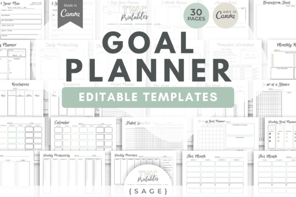 Goal Planner Canva Templates | SAGE: Your All-in-One Design Solution