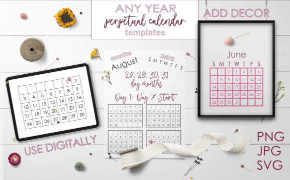Perpetual Calendar Templates: Your Go-To ANY YEAR Design Asset