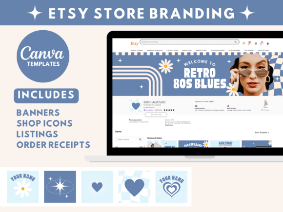 Refresh Your Etsy Shop with Blue Retro Banner Templates